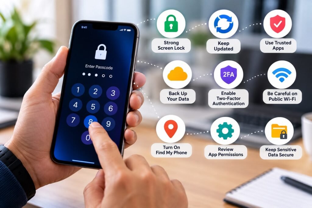 smartphone-with-digital-lock-shield-for-mobile-data-protection