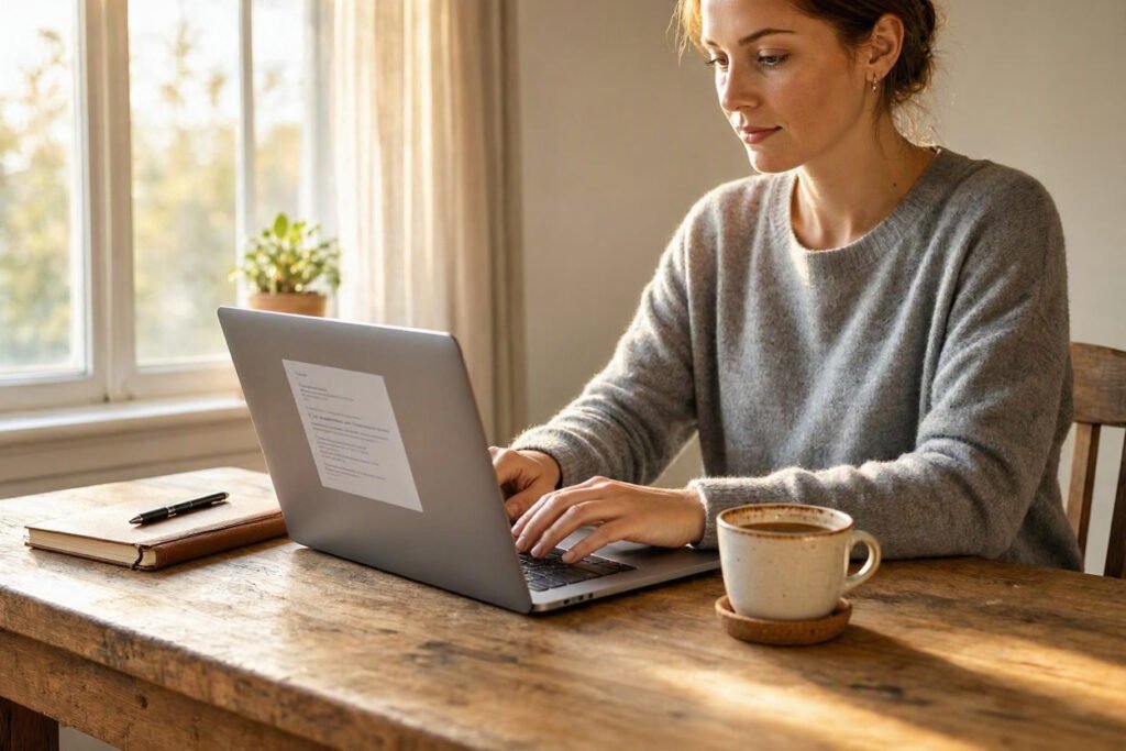 beginner-freelance-writer-working-on-laptop-at-home-desk-setup