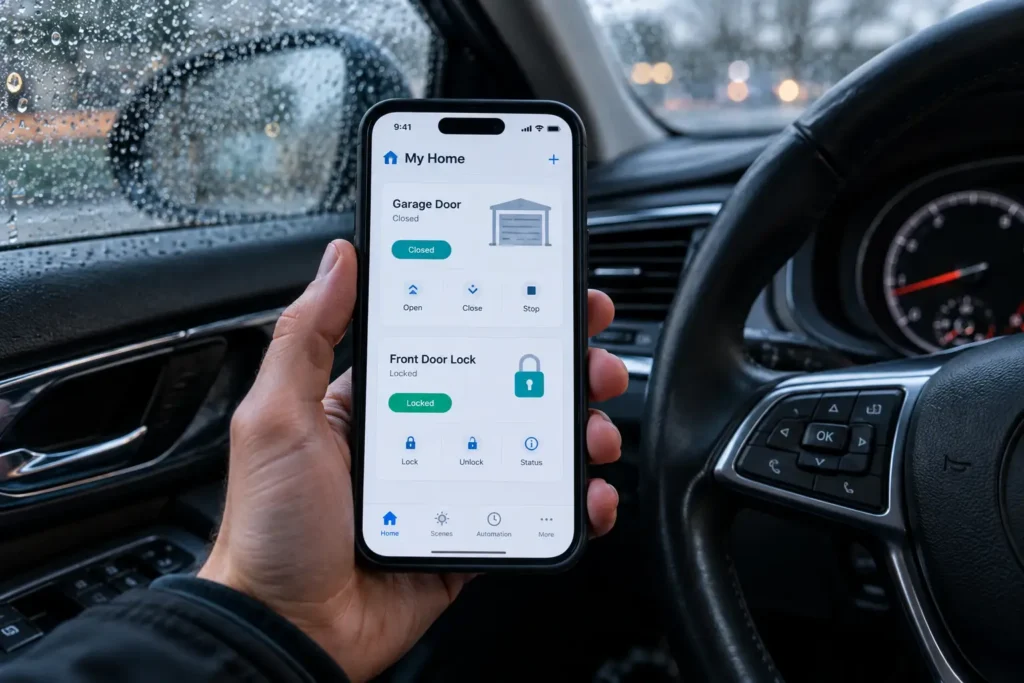 smartphone-app-showing-remote-garage-door-status-and-lock-verification
