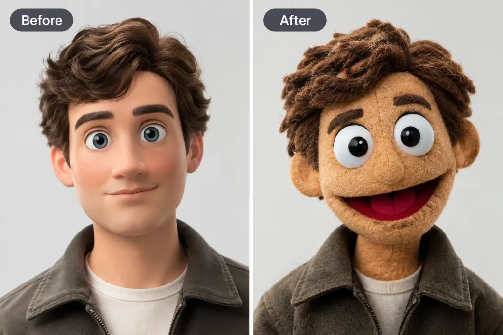 before-and-after-comparison-of-felt-puppet-ai-prompt-results