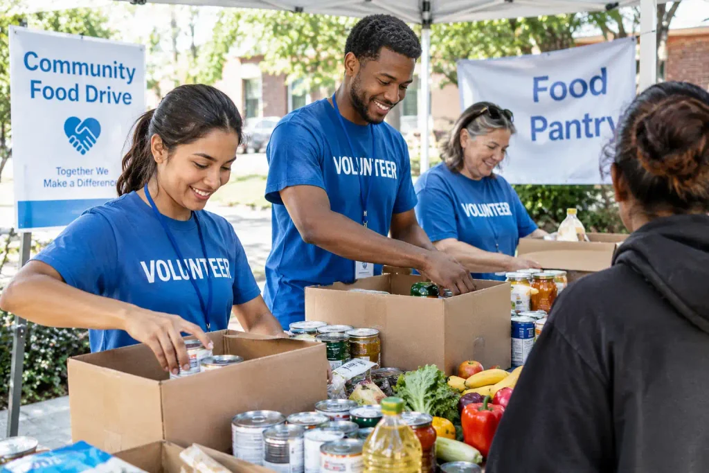 volunteers-organizing-community-food-pantry-donation-drive