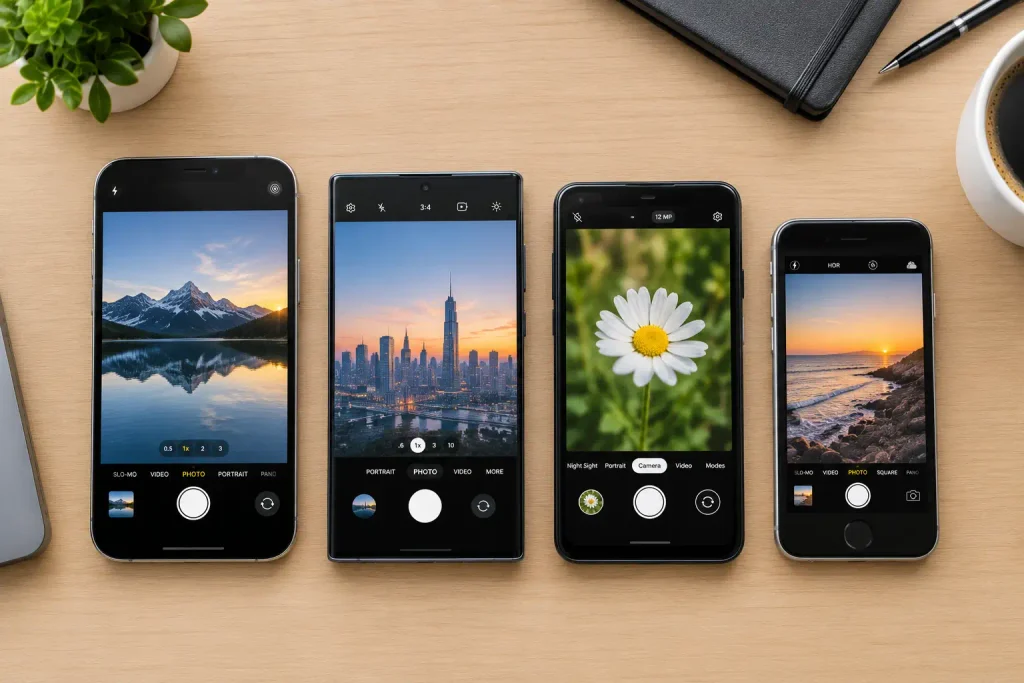 Side-by-side-comparison-of-smartphone-models-showing-different-camera-setups